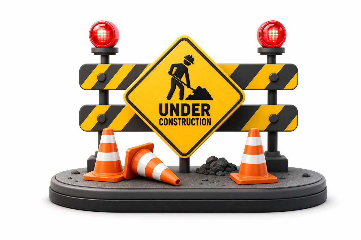 Under construction — a 3D model of a road construction site
